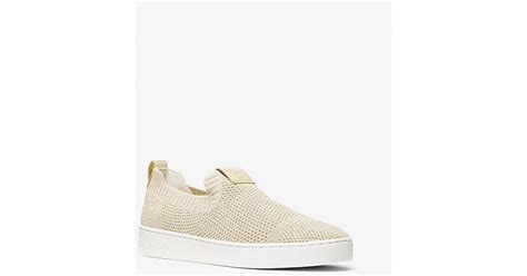 michael kors juno logo sneaker|Juno Metallic Stretch Knit Slip.